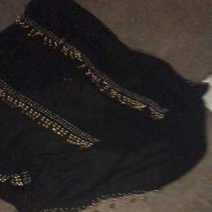 Black indian scarf/waist wrap with gold beads and bells